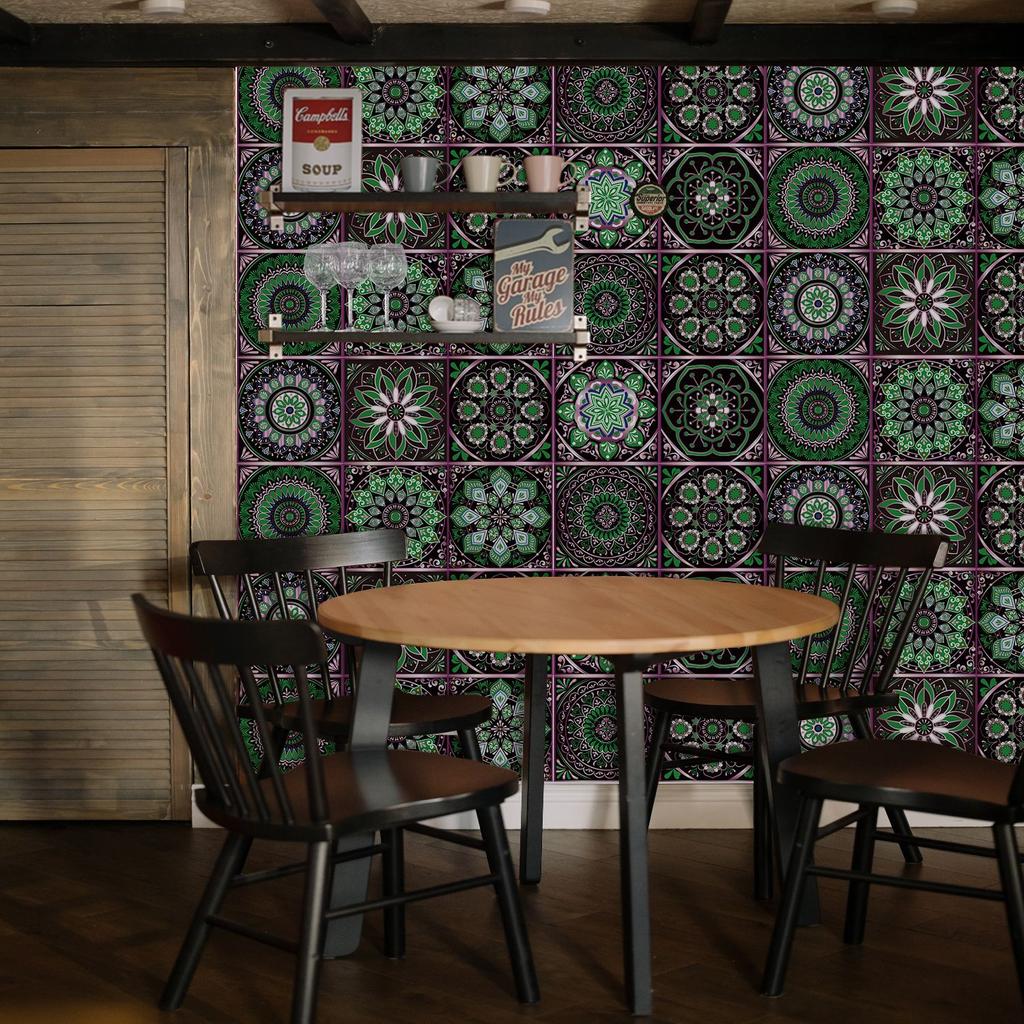 10 штук Кирпич с мандалой Самоклеящаяся наклейка на стену Водонепроницаемая Маслостойкая Кухня Гостиная Настенное украшение Европейская Кристальная Наклейка для плитки