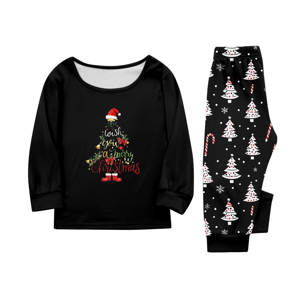 Print Cute Family Set Pajamas, Home Clothes, Family Set Long Sleeve Top Pants Set