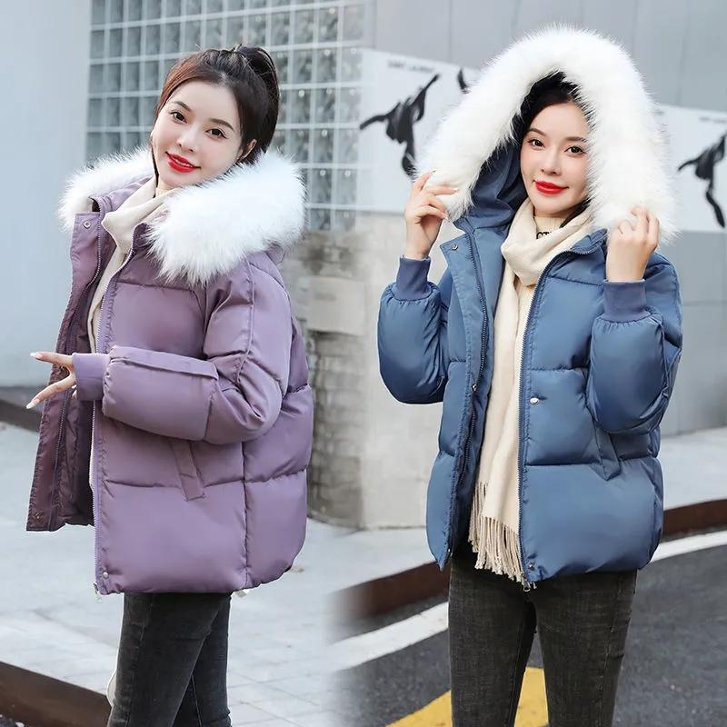 Solid Color Cotton Jackets Korean Style All-match Thick Down Coats Winter Large Size Loose Short Hooded Down-filled Coats