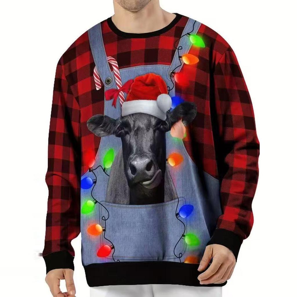 Рождественские костюмы Унисекс Повседневная модная свободная футболка на подтяжках