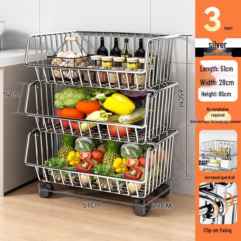 Подвижная кухонная тележка для хранения из нержавеющей стали Найцзян