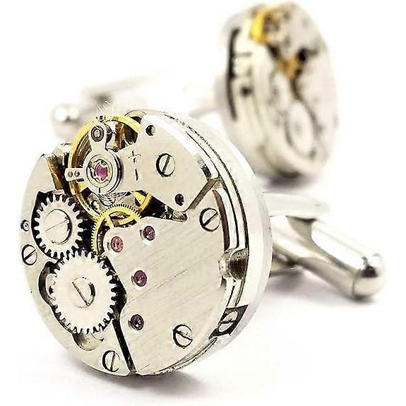 TTMA Cufflinks, Luxury Steampunk Vintage Watch Movement Shape Cufflinks (1 Pair), Valentine's Day Birthday Anniversary Graduation Gift.