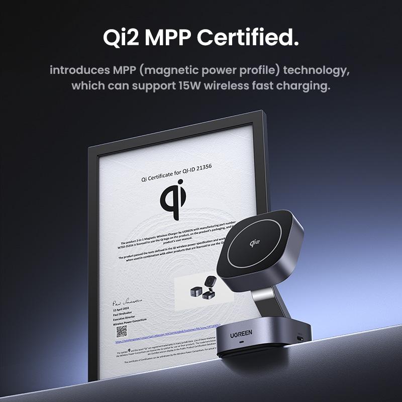 Qi2 25 Вт Магнитная беспроводная зарядная подставка 2-в-1 для iPhone 15 16 Pro Max/AirPods для быстрой зарядки MagSafe