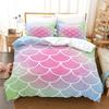 Laser Gradual Change Fish Scale 3D Digital Printing Three-Piece Set, Quilt Cover Pillowcase