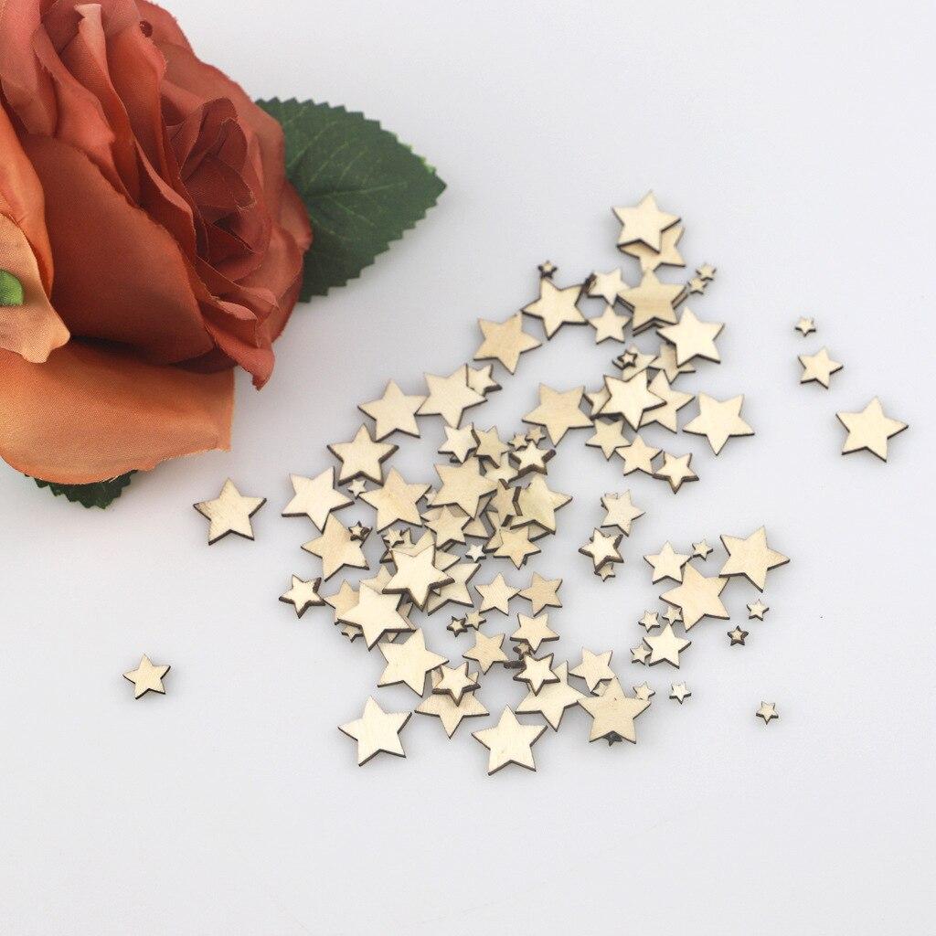 200 шт. смешанного размера, деревянные поделки со звездами, натуральные незаконченные деревянные звезды, вырезы, пустые деревянные поделки, кусочки дерева, сделай сам, скрапбукинг, вечерние