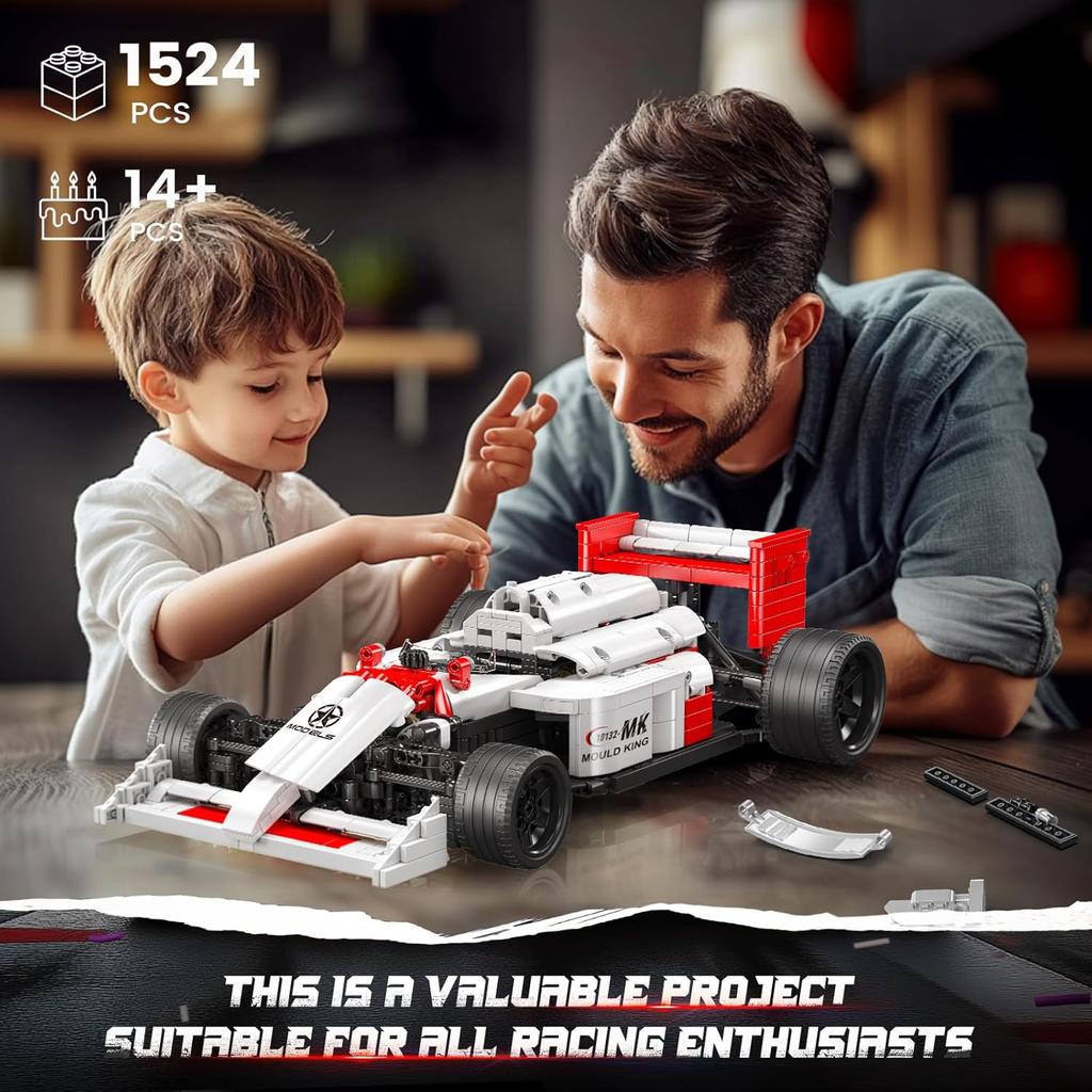 MOULD KING 10132 Модель гоночного автомобиля Формулы-1 1:10 суперспортивных конструкторских блоков для сборки спортивных автомобилей с зажимами (1524 детали)
