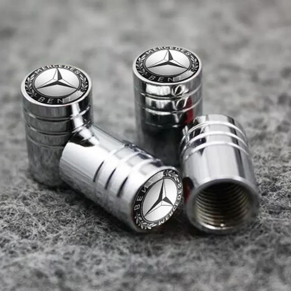 C200 E200 New 2025 For Mercedes Benz 4pcs Metal Plating Car Truck Bicycle Tire Valve Caps Rim Stem Cap Valves For Mercedes Benz