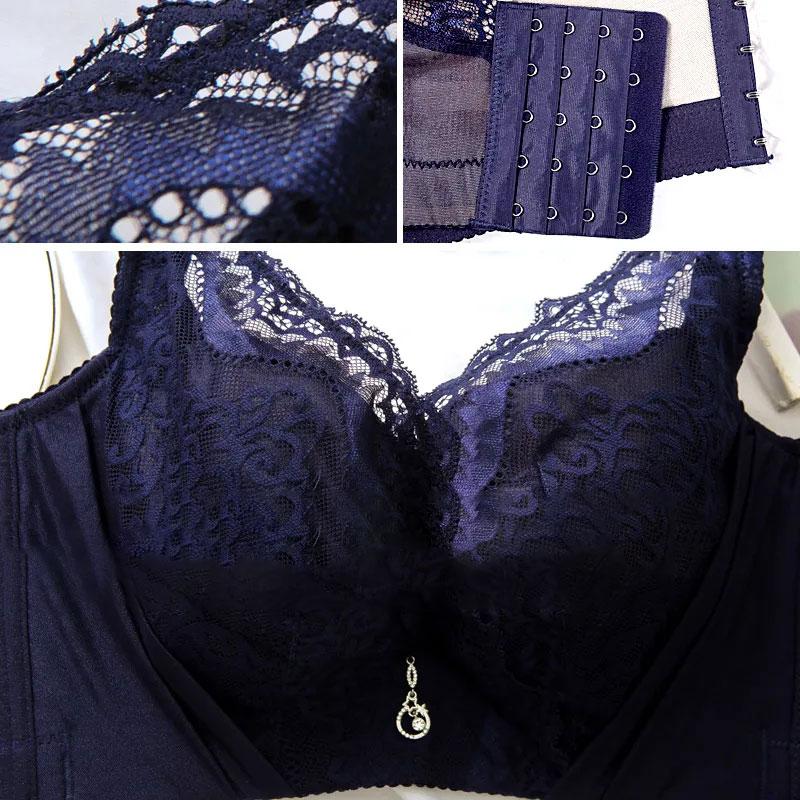 Большой размер Push Up Bra Нижнее белье Большая грудь Показать Маленький Тип регулировки Стальное кольцо Бюстгальтер кружева Украшения Сексуальные бюстгальтеры Мама Большая грудь Нижнее белье
