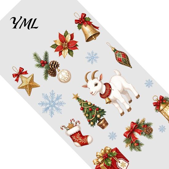 Holiday Atmosphere Decor Christmas Lamb Static Glass Stickers, Reusable PVC Window Cling, Decorations Decals with Bells Snowflakes Tree And Gifts for
