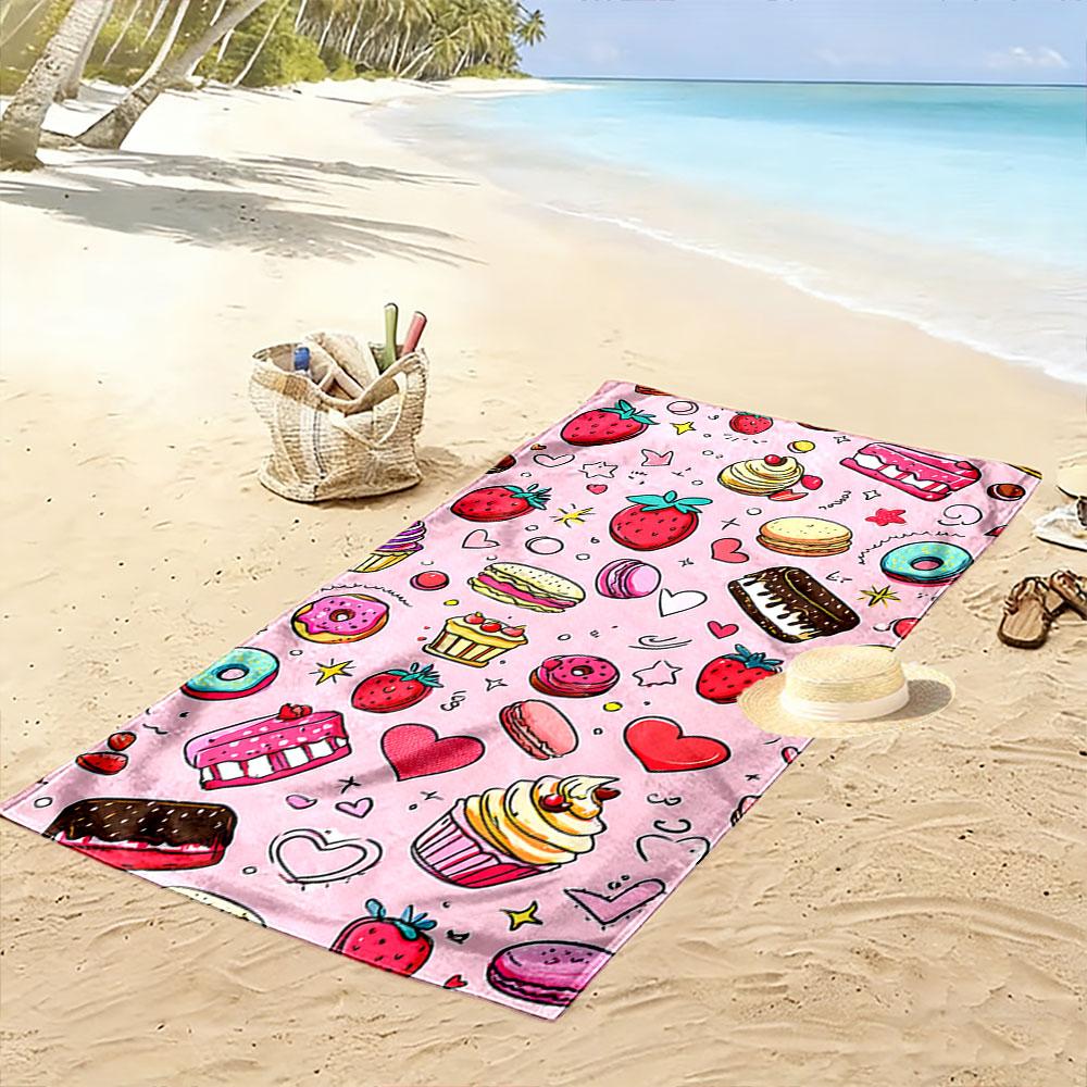 Sweet treat paradise Print beach towel, quick drying, suitable for travel, outdoor sports, jogging, the beach and swimming, gift