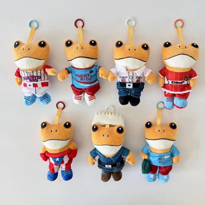 CutePuerto Rican Singer Bad Bunny Frog Plush Keychain Stuffed Doll Backpack Pendant Kids Toy Cute Toy Festival Birthday Gift