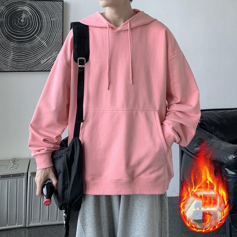 Весна Осень Повседневная толстовка с капюшоном Удобная толстовка с капюшоном Мужская свободная толстовка с однотонным пуловером Молодежная спортивная толстовка
