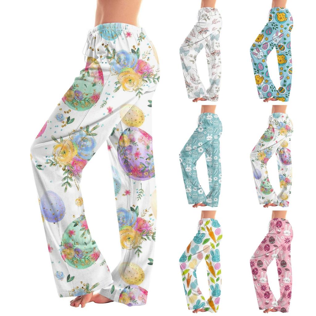 Женские модные свободные повседневные брюки с пасхальным принтом