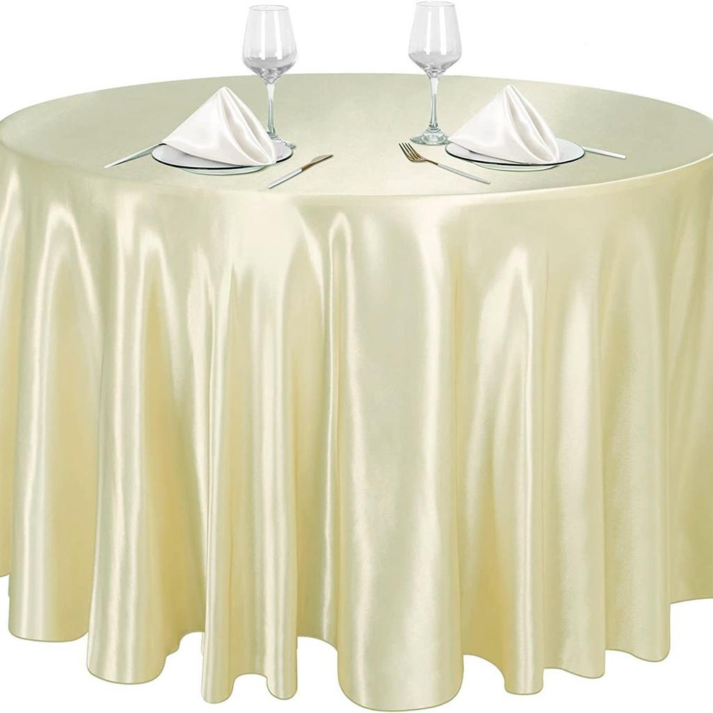 Round Satin Tablecloth Sky Blue Bright Silk Tablecloth For Baby Shower Wedding Birthday Party Banquet Christmas Table Decor