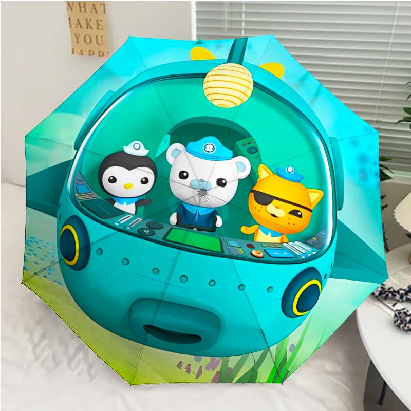 The Octonauts7 Print Automatic Umbrella, 8 Rib Iron Frame, Plastic Handle, Suitable for Outdoor Travel &Daily , Ideal Gift