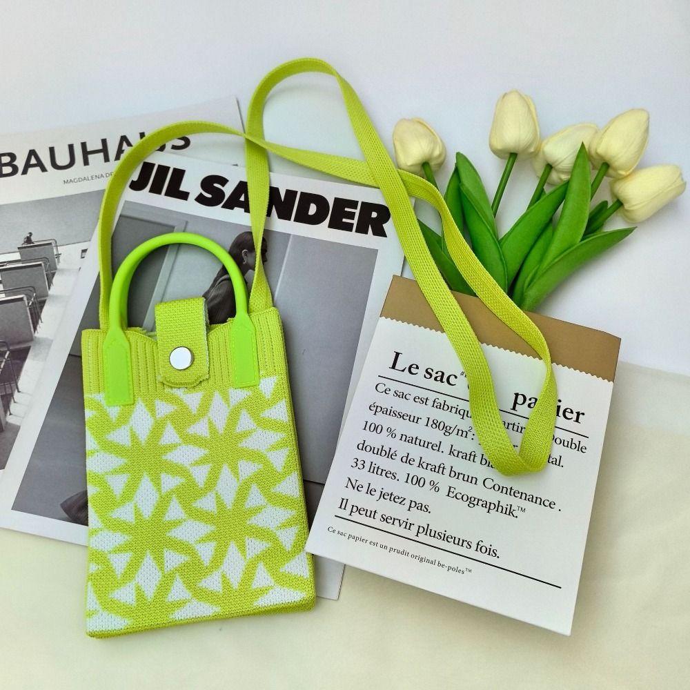 Мини-сумка через плечо, симпатичная сумка для мобильного телефона, студенческая сумка-мессенджер, вязаная сумочка, держатель для ключей, помада, мешочек