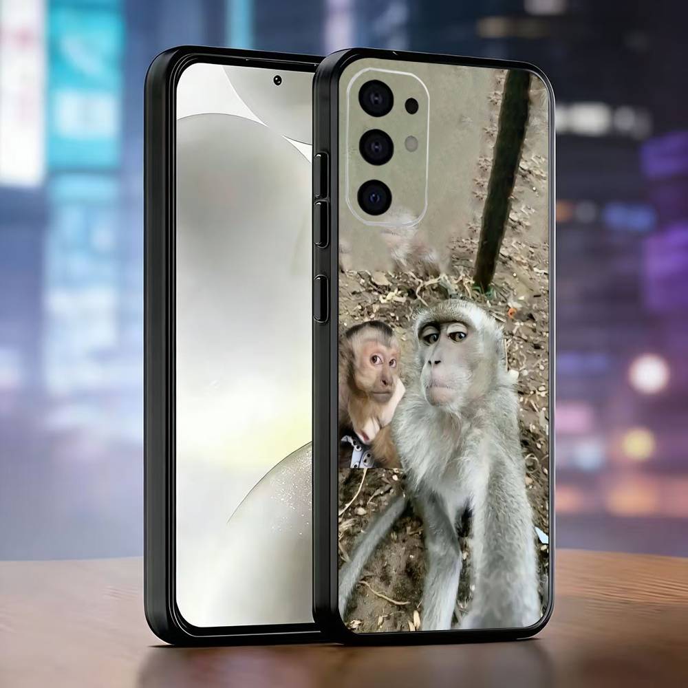 Смешной милый мем с обезьяной Чехол для телефона Для Samsung S25,S24,S21,S22,S23,S30,Ultra,S20,Plus,Fe,Lite,Note,10,Черный чехол