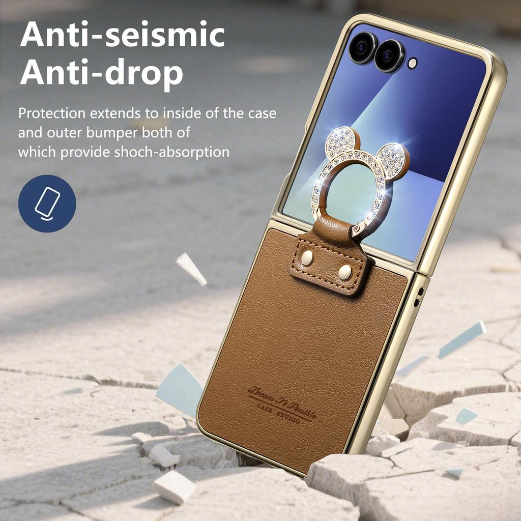 Кольцо-держатель Роскошный кожаный чехол-сумка для Samsung Galaxy Z Flip 8 5G Flip8 Flip6 Flip7 FE Flip 7 6 5 4 Flip5 Flip4 Защитный чехол
