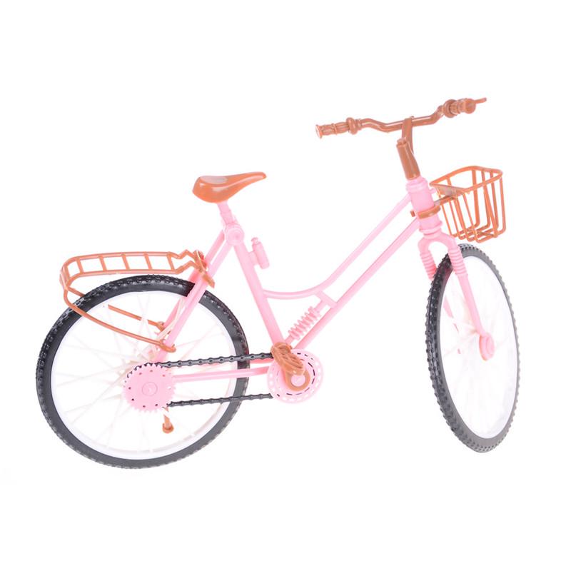 Pink Detachable Bike Bicycle With Basket For Doll House Toy Accessories