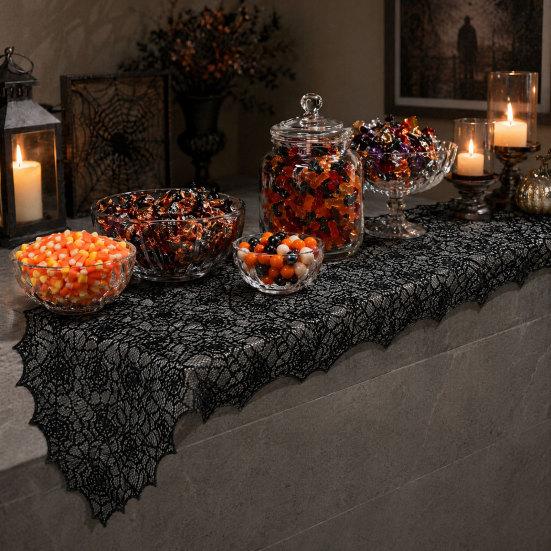 Halloween Spider Web Table Runner, Dining Table Runner, Stain Resistant Hollow Table Runner Halloween Party Decoration