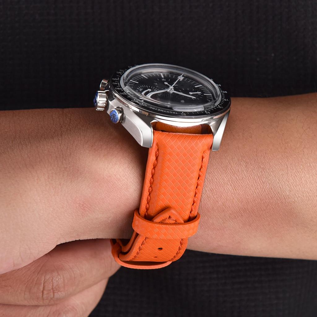 Новый дизайн FKM резиновый кожаный ремешок для часов 18мм 19мм 20мм 22мм быстросъемный для Delugs парусиновые ремешки для часов универсальный браслет