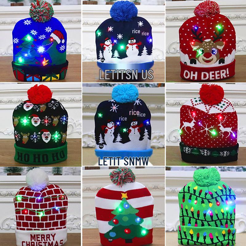 LED Light-Up Knitted Christmas Hat for Adults & Kids - Festive Party Accessory