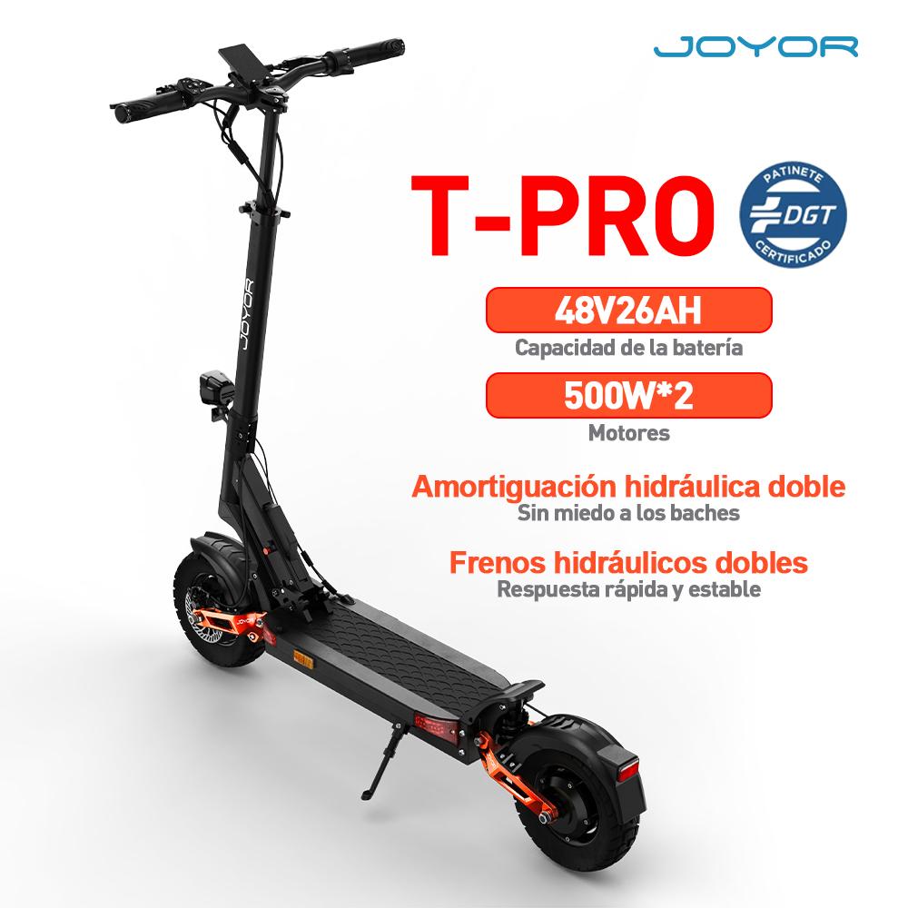 JOYOR Электросамокат T-PRO, двигатель 1000 Вт, аккумулятор 48 В 26 Ач, взрослый электросамокат, максимальная нагрузка 120 кг, портативный складной электросамокат для поездок на работу