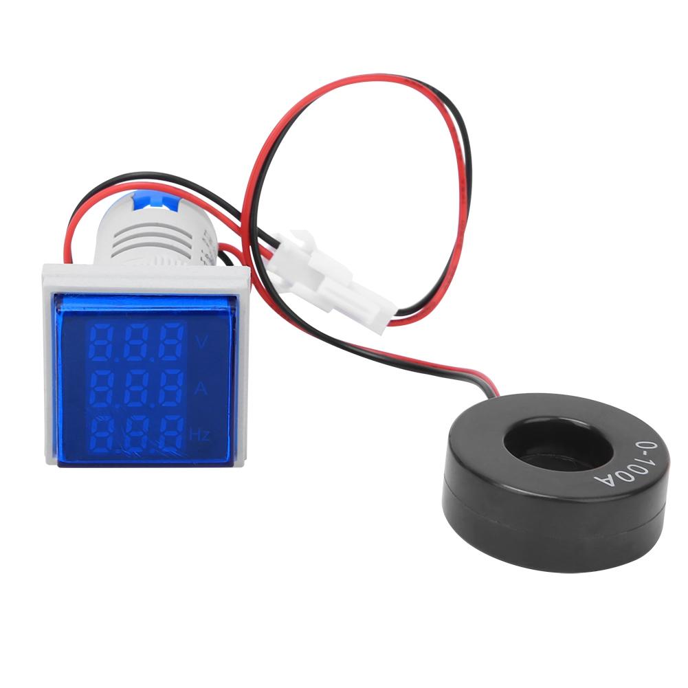 Multifunction Digital Meter Square 3-Digit Display AC Voltage Current Hertz TesterBlue