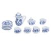 15Pcs Portable Blue Flower Tableware Porcelain Coffee Tea Cups  Universal 1:12 Dollhouse Miniature