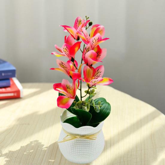 Искусственный цветок магнолии в горшке, 7 головок, домашний офис, гостиная, стол, центральный элемент, свадебные искусственные цветочные растения, бонсай