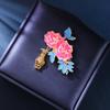 Peony Vase Brooch High-End Sense Enamel Female Personality Temperament Corsage Hanfu Cheongsam Exquisite Jewelry