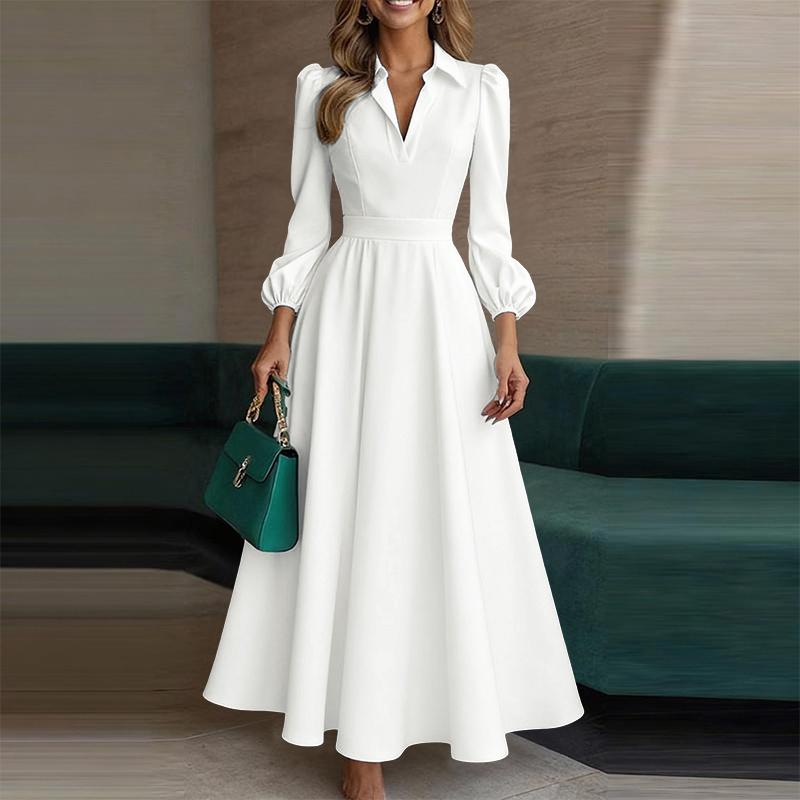 ZANZEA Женское повседневное свободное длинное платье с отложным воротником и длинным рукавом