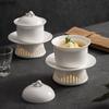 Pure White Ceramic Bowl with Heating Stove Set Creative Dessert Bowl Soup Bowl Steamed Egg Bowls Restaurant Molecular Tableware