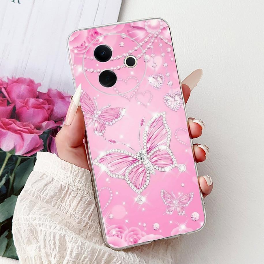 Case For Vivo Y39 Y300i 5G Cover V2436 V2444A New Fashion Flower Butterfly Soft Silicone Clear Cover For VivoY39 VivoY300i Funda