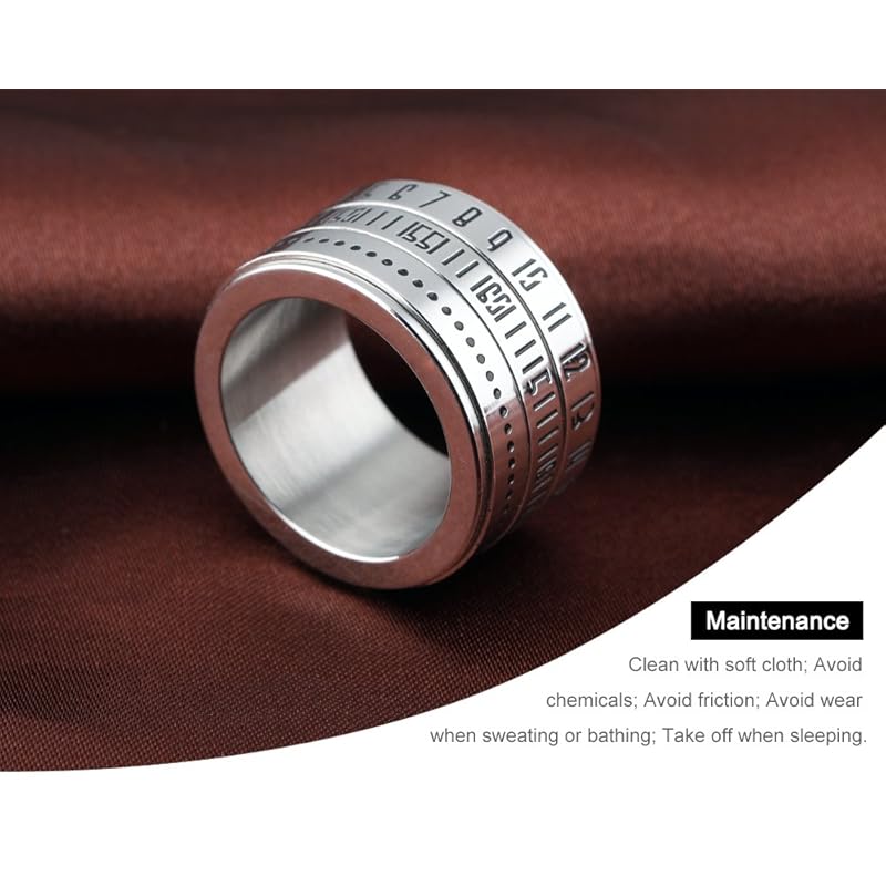 brand ring mens ring titanium rotating ring simple can turn numbers stainless ring Fashionable health accessories stress relief Width 14mm (titanium,