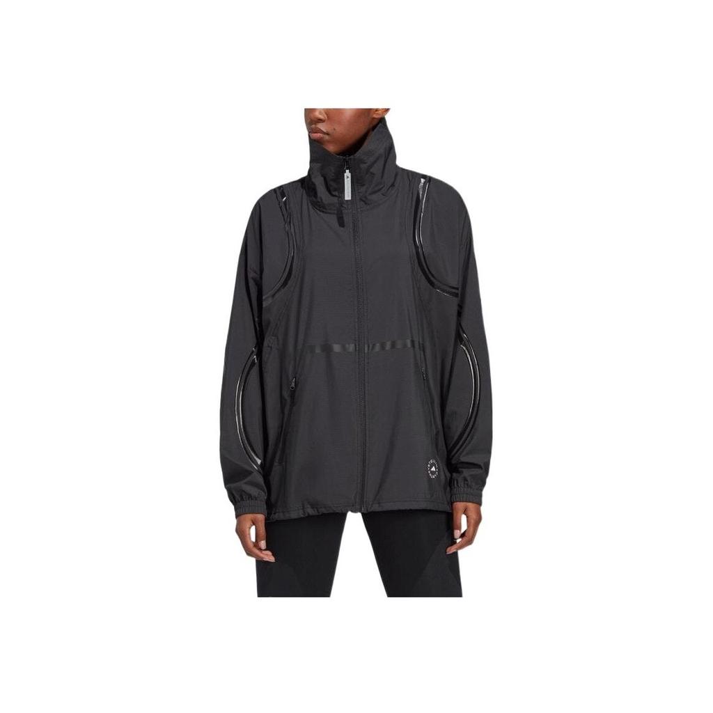 Adidas X Stella McCartney Повседневная куртка в полоску с цветными блоками и воротником-стойкой, женская куртка черного цвета HR2212