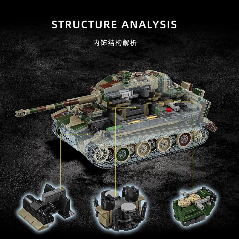 Military MOC Tiger Heavy Tank Army Main Battle Tank Soldiers Figures Building Blocks Bricks Set For adult Toys Gifts