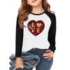 Футболки с длинным рукавом для девочек Love ко Дню святого Валентина, детские осенние топы с круглым вырезом, базовые футболки для детей 5-14 лет