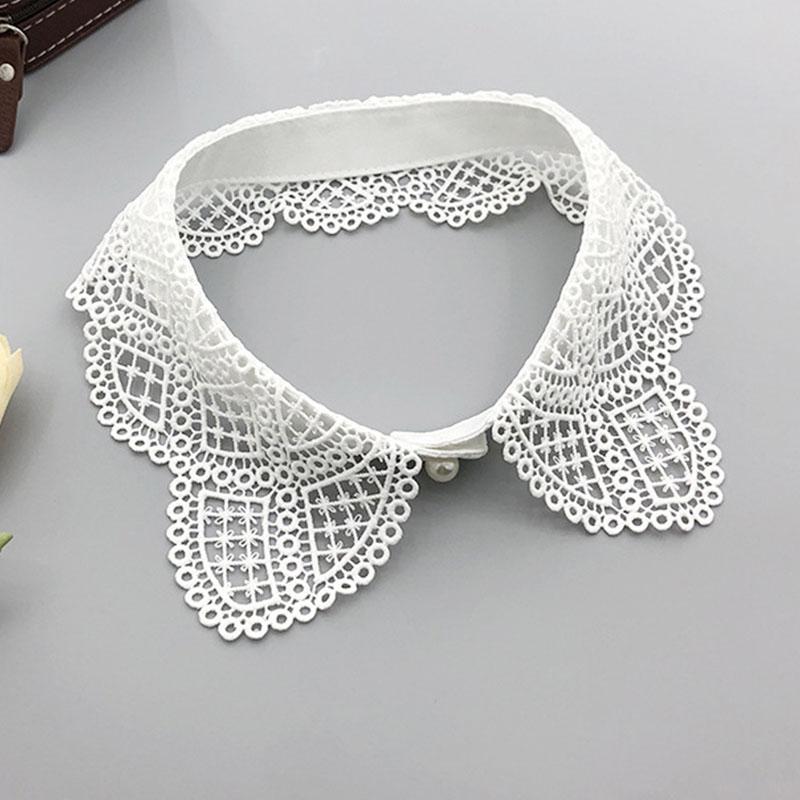 Lace Fake Collar Tie Women White Hollow Detachable Collar Lapel Shirt Blouse Top False Collar Woman Necklace Clothes Accessory