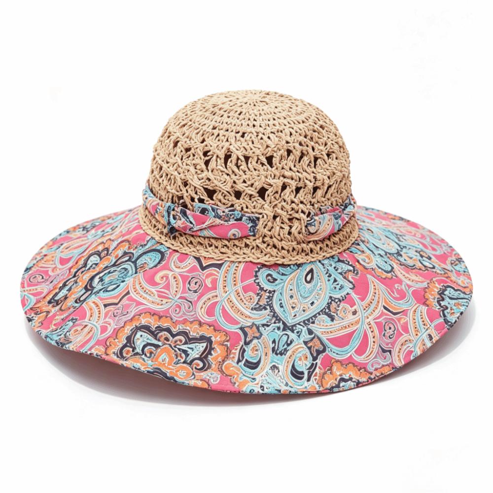 Foldable Large Brim Straw Hat Large Brim Sunshade Hat Ethnic Style Beach Hat  Beach