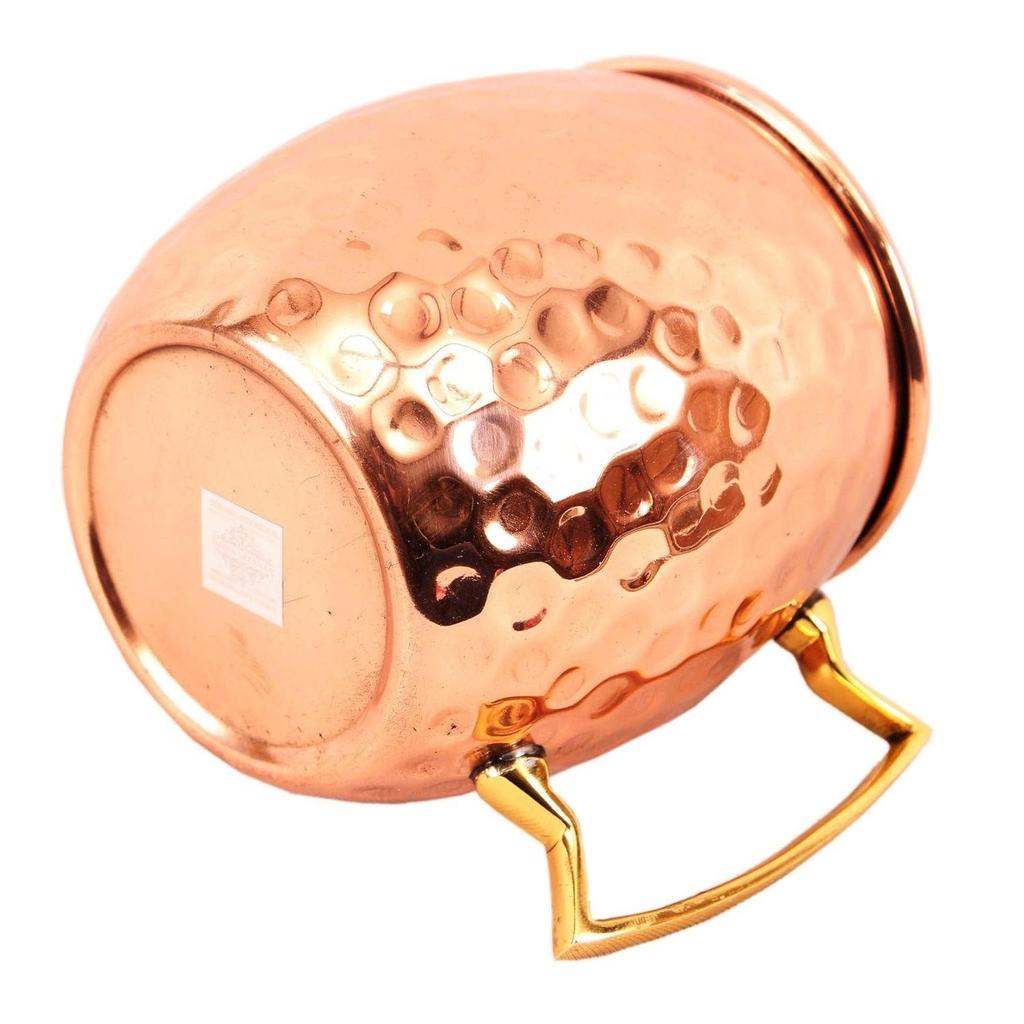 Pure Copper Round Shaped Shine Hammered Design Moscow Mule Beer Mug Cup, Best for Beer Cocktail Parties, Barware, Volume-530ML, Set of 6