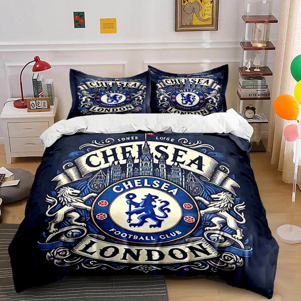 Chelsea Football Club Bedding Set Bedding Duvet Cover Set Duvet Cover Pillowcases Home Decor (1 * Duvet Cover 2 * Pillowcases, without duvet insert)