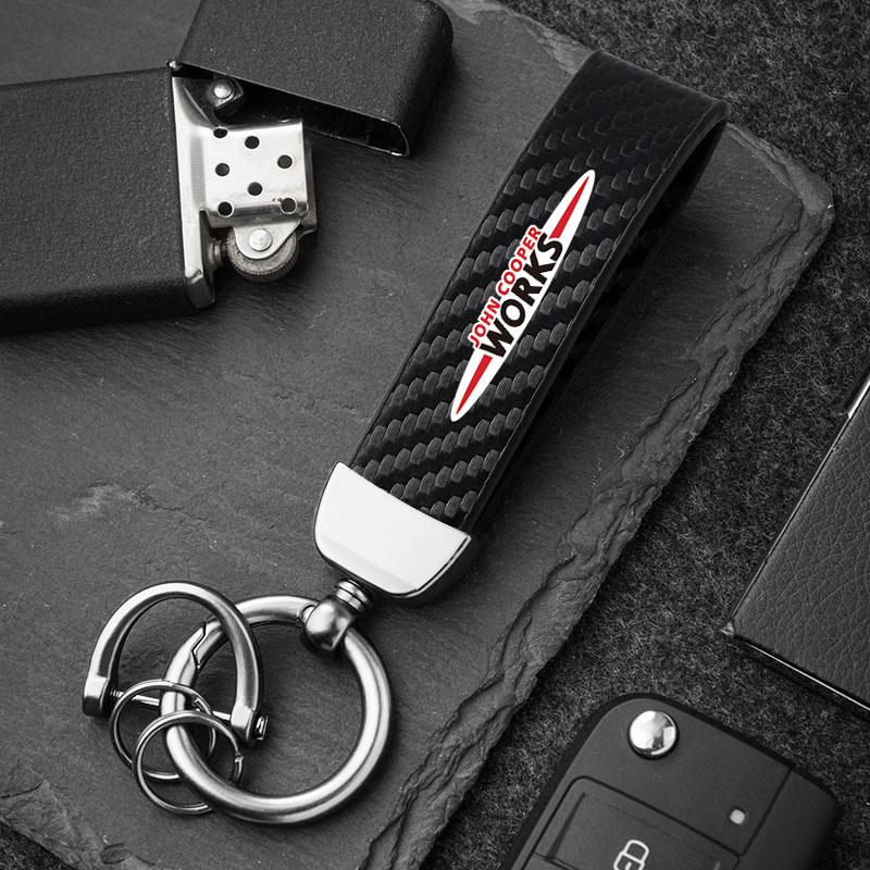 4S Dealership Car Emblem Keychain Calfskin Auto Key Chains For MINI One Cooper JCW Countryman Clubman Cabrio Paceman Coupe WORKS uylez55