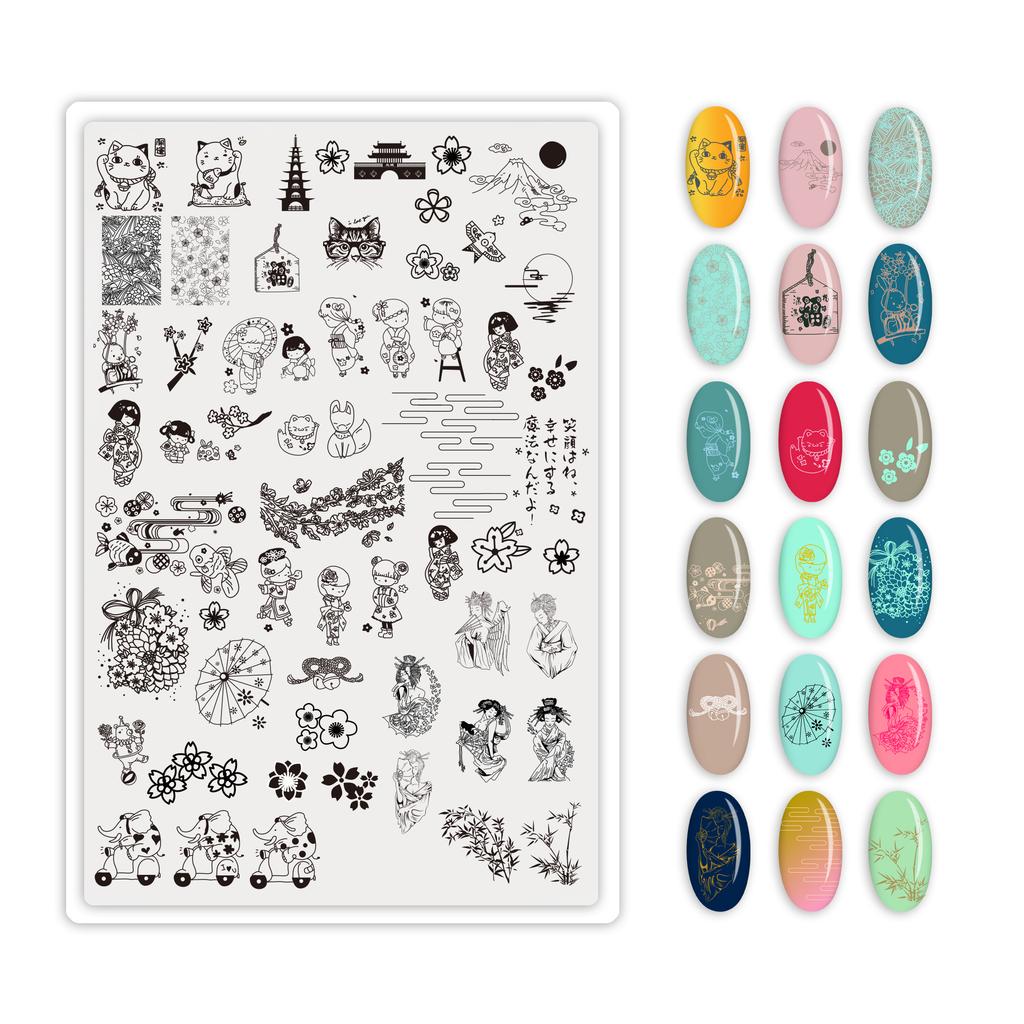 9.5X14.5см Большой размер пластины для стемпинга ногтей Цветочные/Геометрические дизайны Шаблон для нейл-арта для DIY декора ногтей 5.6см круглый штамп