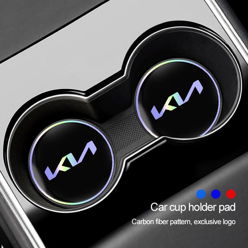 2Pcs Car Emblem Water Cup Pad Color Insulated Coasters Mat For KIA K5 Sorento Ceed Sportage Carnival Stinger Forte Niro Cadenza VU8