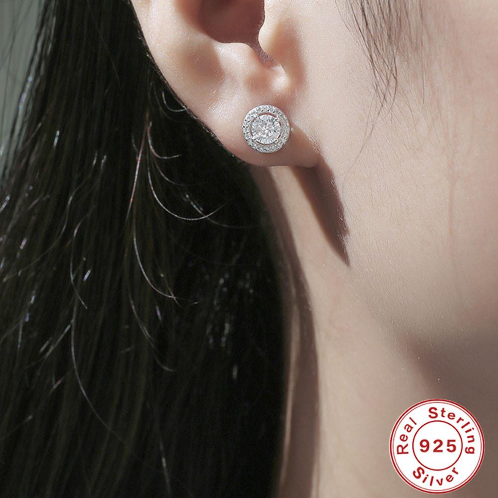 0,5 карат S925 серебряные серьги женские круглые серьги-гвоздики сумочка темперамент свадебный муассанит подарок ушные украшения источник