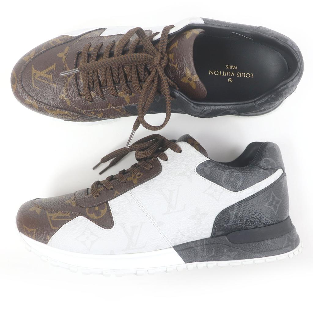 Отличные кроссовки LOUIS VUITTON с низким вырезом линии LV Runaway из белой, коричневой и черной кожи, мужские, размер 7, б/у