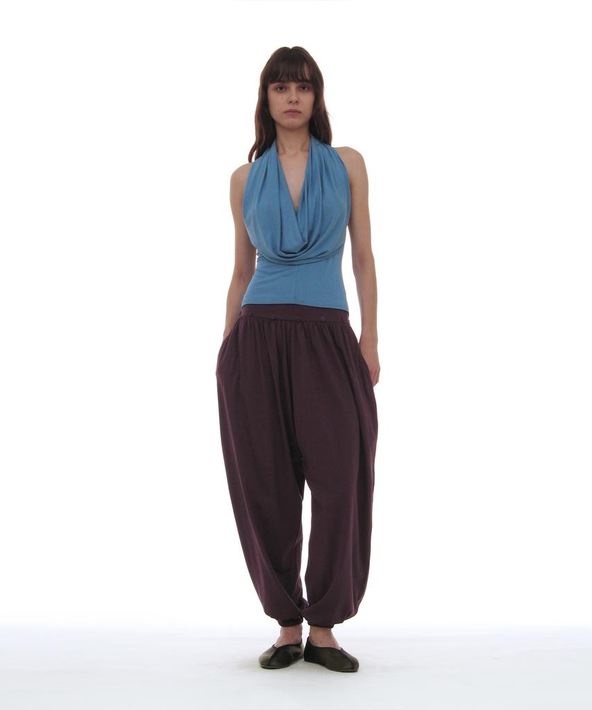 PARTIMENTO WOMEN Pwc Curtain Skirt Layered Harem Pants_Midnight Plum
