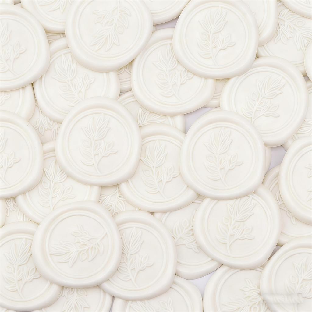 Белые наклейки-сургучные печати с эвкалиптом, 50 шт., ботанические самоклеящиеся наклейки-сургучные печати, праздничные наклейки для запечатывания конвертов на Рождество