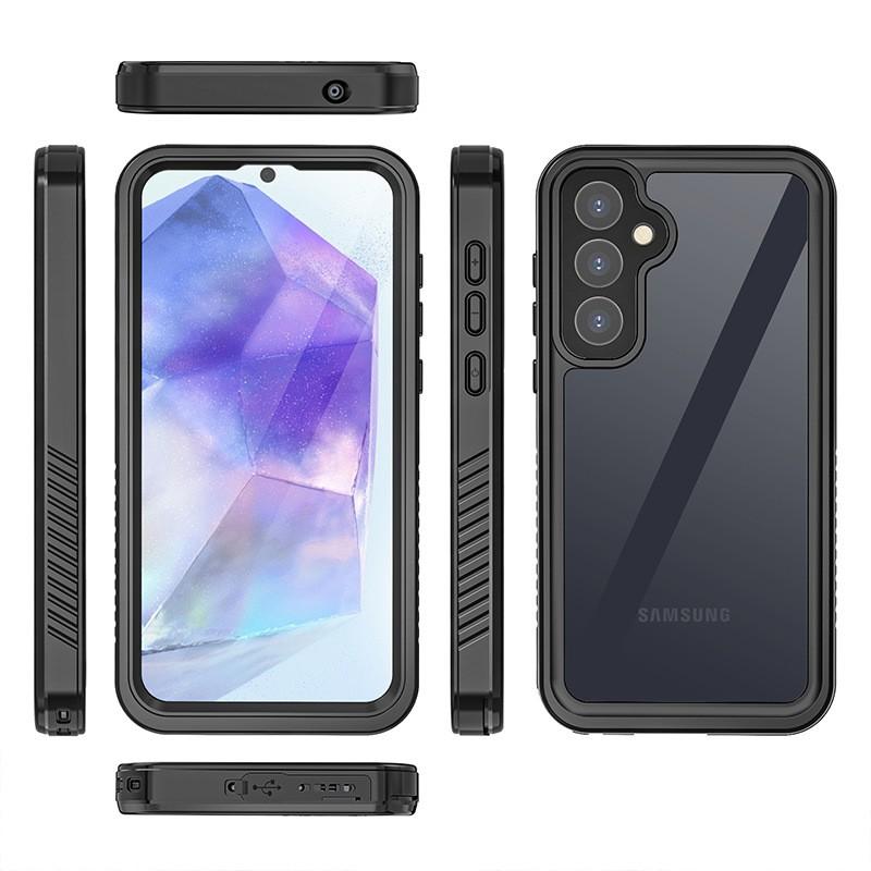 Shockproof Waterproof TPU Phone Case Galaxy A55 5G Outdoor Sports Full Coverage Protective Cover Black